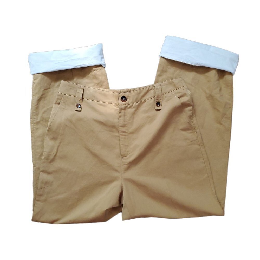 Zara Woman Wide Leg High‎ Waisted Roll Up Pant XL